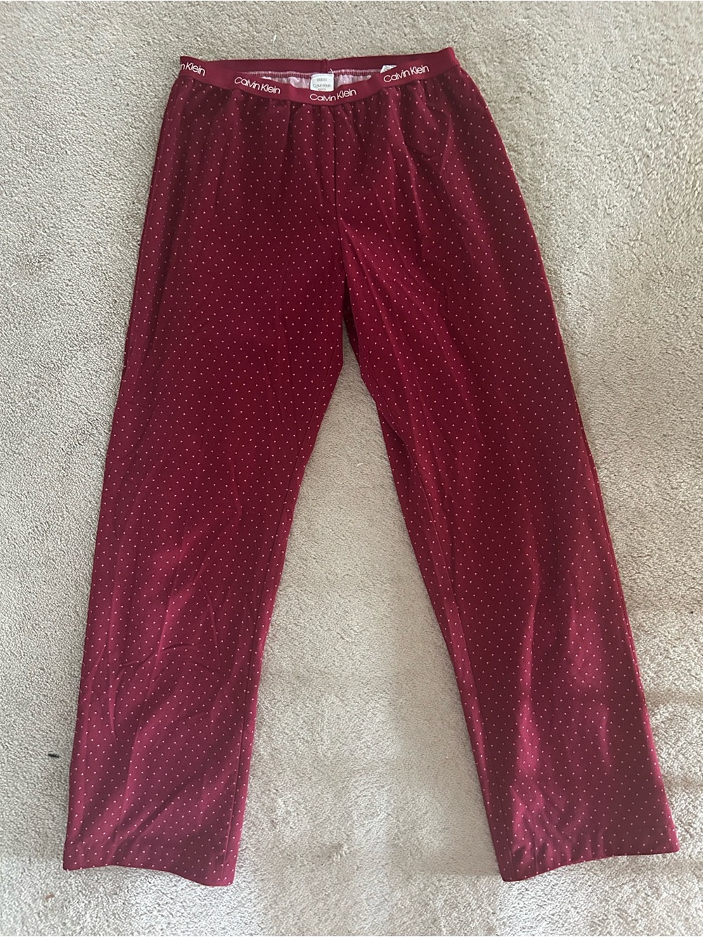 Calvin Klein Burgundy Heart Pattern Pajama Pants